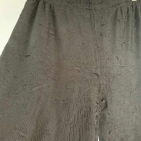 Pleats Collection by Pings Imports Pants Black Crinkle Pull On Elastic Pants XL - Picture 3 of 10